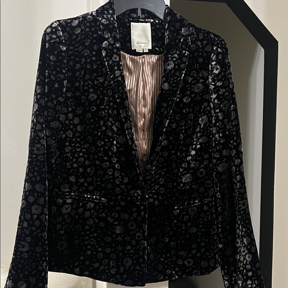 Anthropologie Elevenses Black /Gray Velvety Jacket,  Anthropologie Eleven Blazer